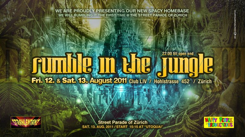 Party Flyer RUMBLE IN THE JUNGLE - STREET PARADE WARM-UP & AFTHER PARTY 12 Aug '11, 22:00