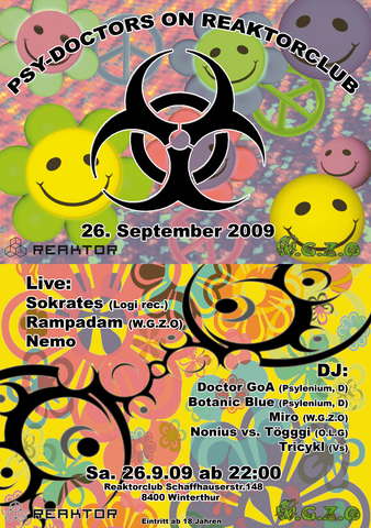 Party Flyer PSY-DOCTORS ON REAKTORCLUB 26 Sep '09, 22:00