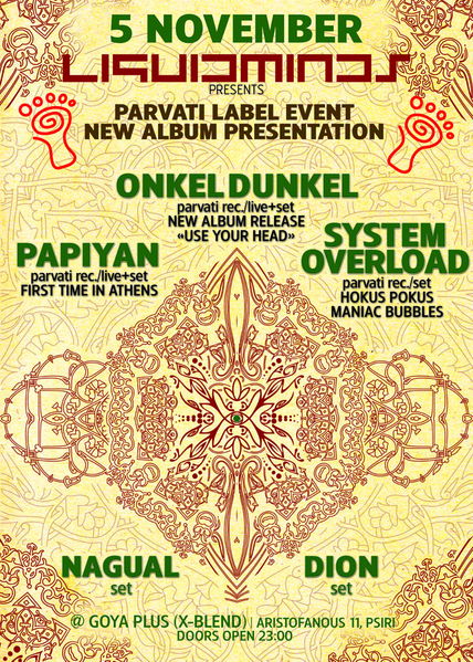Party Flyer LIQUIDMINDS presents PARVATI LABEL&RELEASE PARTY 5 Nov '11, 23:00