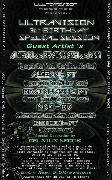 Party Flyer Ultravision Records 3rd Birthday Special Label Reunion... 25 Nov '11, 23:30