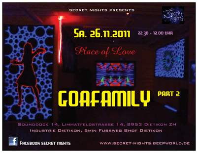Party Flyer *Goafamily part 2* Place of Love 26 Nov '11, 22:30