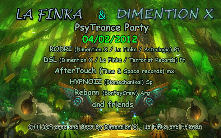 Party Flyer La Finka & Dimension X 4 Feb '12, 23:30