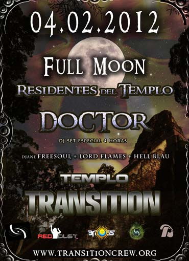 Party Flyer Full Moon "Residentes del Templo" 4 Feb '12, 23:30
