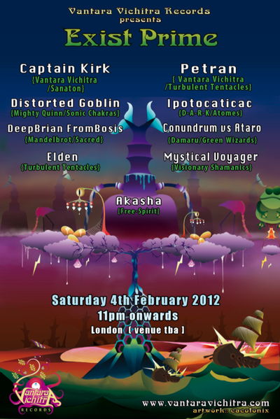 Party Flyer Vantara Vichitra Records Presents EXIST PRIME London 2012 4 Feb '12, 23:00
