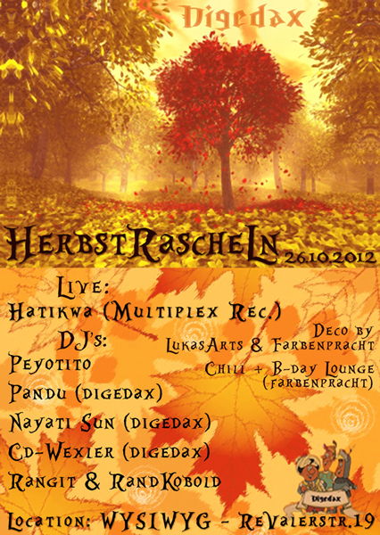 Party Flyer Digedax - Herbstrascheln 26 Oct '12, 23:00