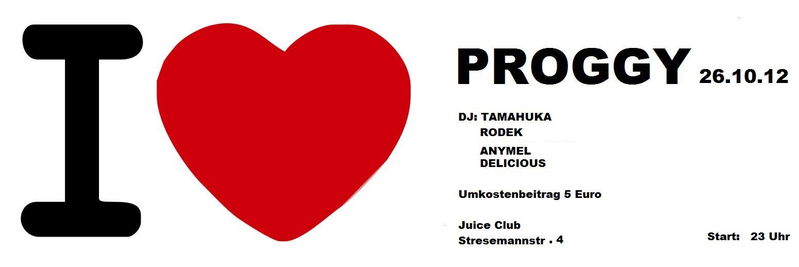 Party Flyer "I LOVE PROGGY" Delicious meets Friends 26 Oct '12, 23:00