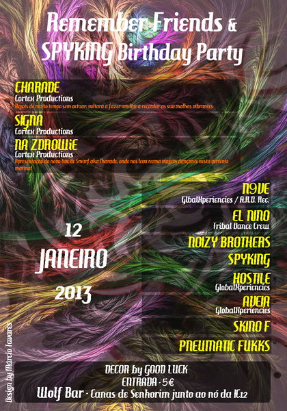 Party Flyer Remember Friends & SPYKING Birthday Party 12 Jan '13, 23:30