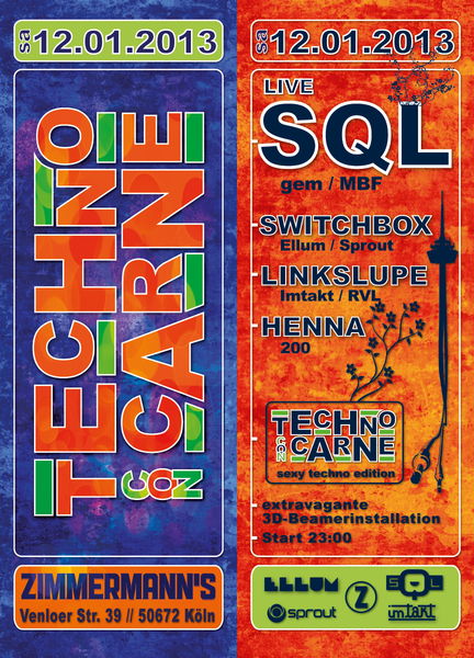 Party Flyer Techno Con Carne 12 Jan '13, 23:00