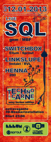 Party Flyer TechnoConCarne : TheSexyTechEdition !!! 12 Jan '13, 23:00