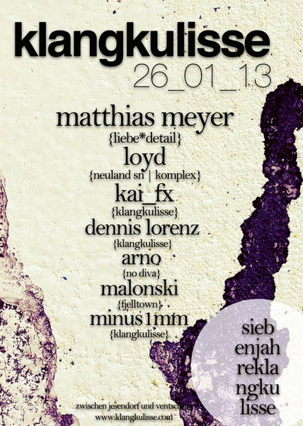 Party Flyer sieben jahre klangkulisse 26 Jan '13, 22:00