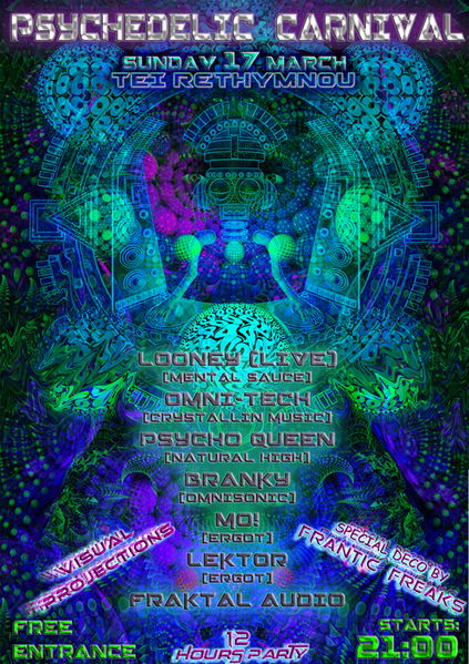 Party Flyer Rethymno Psychedelic Carnival 17 Mar '13, 21:00