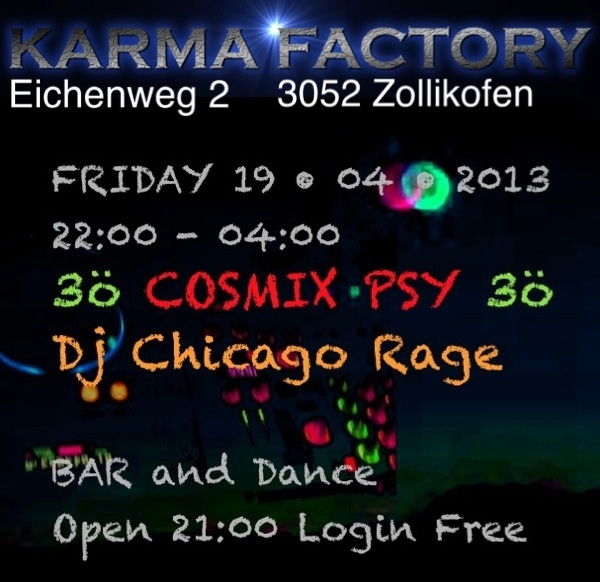 Party Flyer Cosmix Psy 19 Apr '13, 22:00