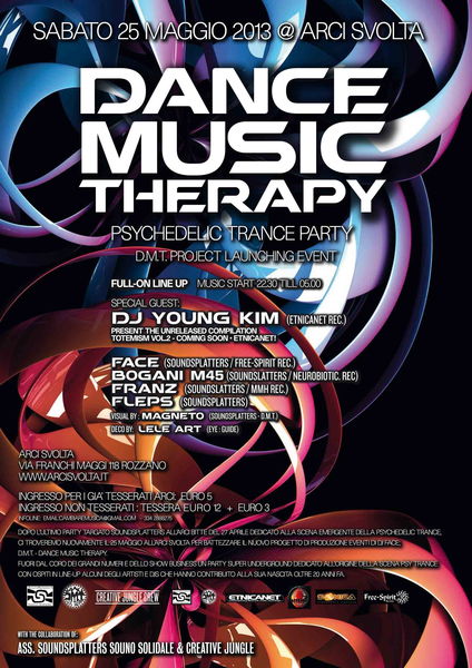 Party Flyer Dance Music Therapy - D.M.T. Project Launching Party 25 May '13, 23:00