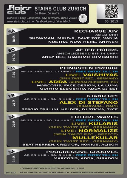 Party Flyer Progressive Grooves @ Stairs Club Zürich 31 May '13, 23:00