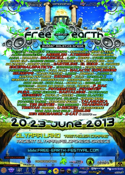 FREE EARTH FESTIVAL · 20 Jun 2013 · Ancient Olympia - Peloponese (Greece) ·  goabase ॐ parties and people