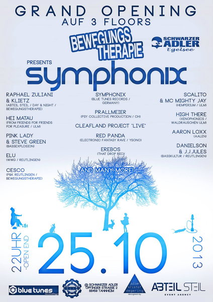 Party Flyer psytrance Party feat. SYMPHONIX - mit 3 Floors – psytrance + TECHNO + DNB 25 Oct '13, 22:00