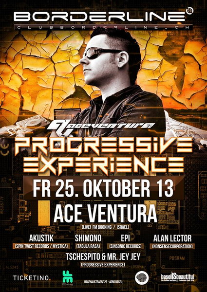 Party Flyer Progressive Experience with ACE VENTURA LIVE 25 Oct '13, 23:00