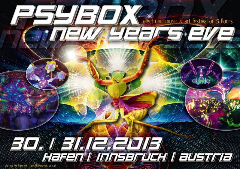 Party Flyer PSYBOX "New Years Eve" 2014 - Electronic Music & Art Festival 30 Dec '13, 20:00