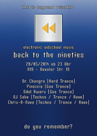 Party Flyer Back to the Nineties 28 May '14, 23:00