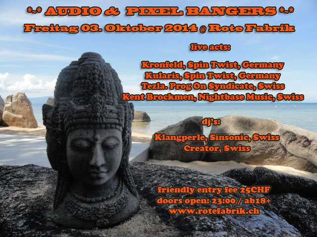 Party Flyer Audio & Pixel Bangers @ Rote Fabrik live: Kularis - Kronfeld 3 Oct '14, 23:00