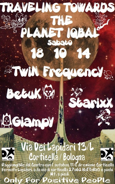 Party Flyer ★ TRAVELING TOWARDS THE PLANET IQBAL ★ Night of Underground Music ★ 18 Oct '14, 23:30