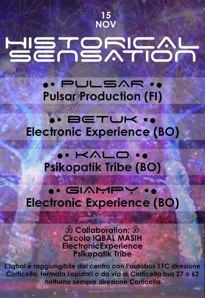 Party Flyer HISTORICAL SENSATION ★PULSAR DJ ★ 15 Nov '14, 22:30