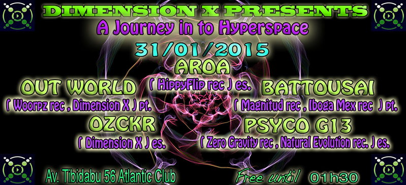 Party Flyer DIMENSION X PRESENTS - "A JOURNEY IN TO HYPERSPACE" 31 Jan '15, 23:30