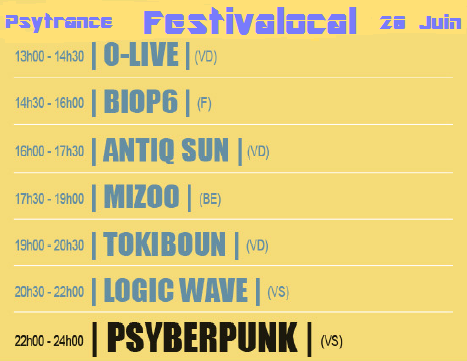 Festivalocal 2015 (Scène Psytrance) · 20 Jun '15, 13:00