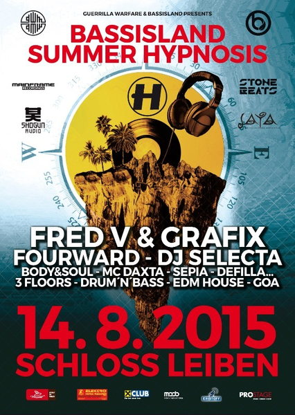 Party Flyer BASSISLAND Summer Hypnosis 14 Aug '15, 21:30