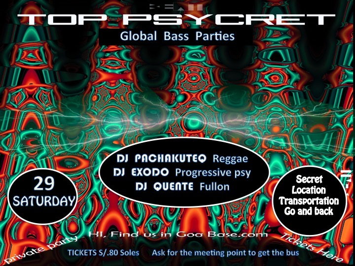 Party Flyer TOP PSYCRET GLOBAL BASS PARTIES 2 29 Aug '15, 22:00