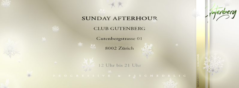 Party Flyer SUNDAY AFTERHOUR Club GUTENBERG in Zürich 27 Dec '15, 12:00