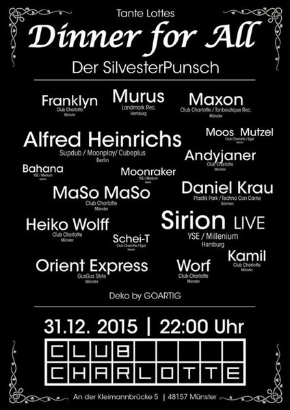 Dinner for all - Der SilvesterPunsch · 31 Dec 15, 22:00