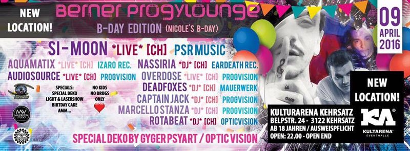 Party Flyer Berner Progylounge - ॐ★ Nicole's B-Day ★ॐ SI_MOON Live 9 Apr '16, 22:00