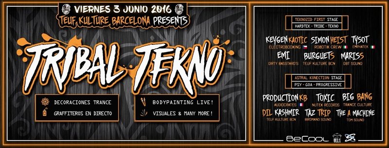03/06 ★ Teuf Kulture Party ★ Tribal Tekno ★ Special Guest: Keygen Kaotic · Simo 3 Jun '16, 23:30