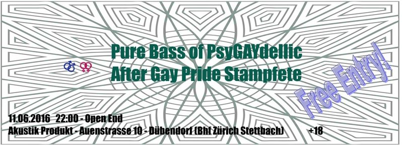 Party Flyer Pure Bass Of PsyGayDellic 11 Jun '16, 22:00