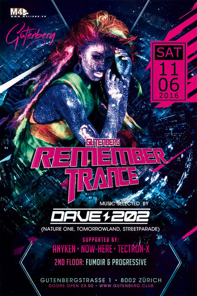 Party Flyer REMEMBERTRANCE & PROGRESSIVE mit DAVE 202 // TECTRON-X // ANYKEN // NOW-HERE 11 Jun '16, 23:00