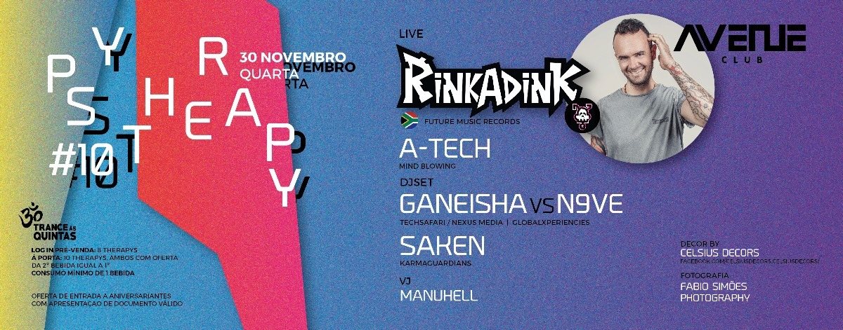 Party Flyer Psy therapy#10 - Rinkadink< Quarta-feira (Vespera de feriado ) 30 Nov '16, 23:30