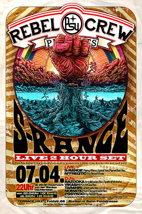 Party Flyer ★ ★ ★ PSY REBEL CREW Present's: S-RANGE Live ★ ★ ★ 7 Apr '17, 22:00