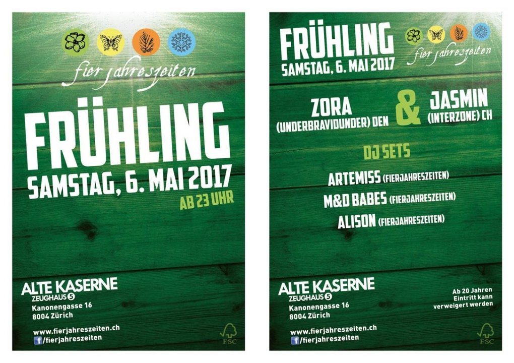 Party Flyer Fierjahreszeiten Frühlingsparty 06.05.2017 alte Kaserne ab 23:00 6 May '17, 23:00