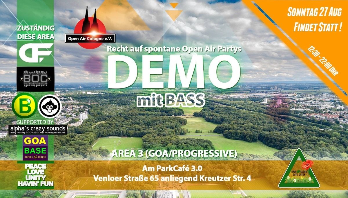 Party Flyer GOA-Demo für spontane Open Air Partys 2017 27 Aug '17, 12:30