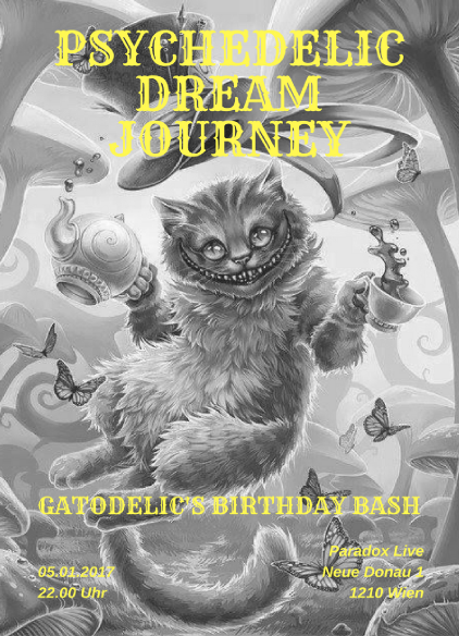 Party Flyer PSYCHEDELIC DREAM JOURNEY *Gatodelic's Birthday Bash* 5 Jan '18, 22:00