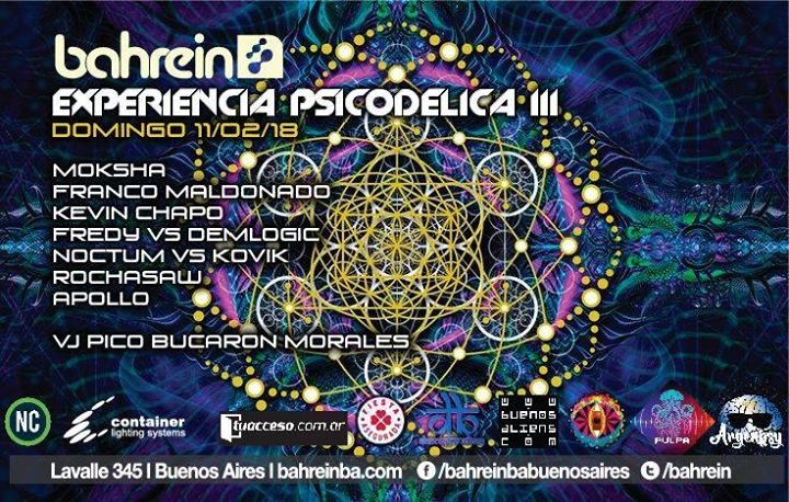Party Flyer Domingo 11/2 Experiencia Psicodelica III @Bahrein 11 Feb '18, 23:59