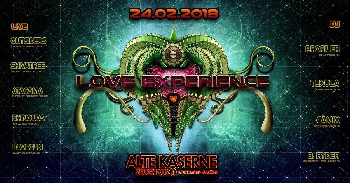 Party Flyer **LOVE EXPERIENCE** Alte Kaserne Zürich 24 Feb '18, 23:00