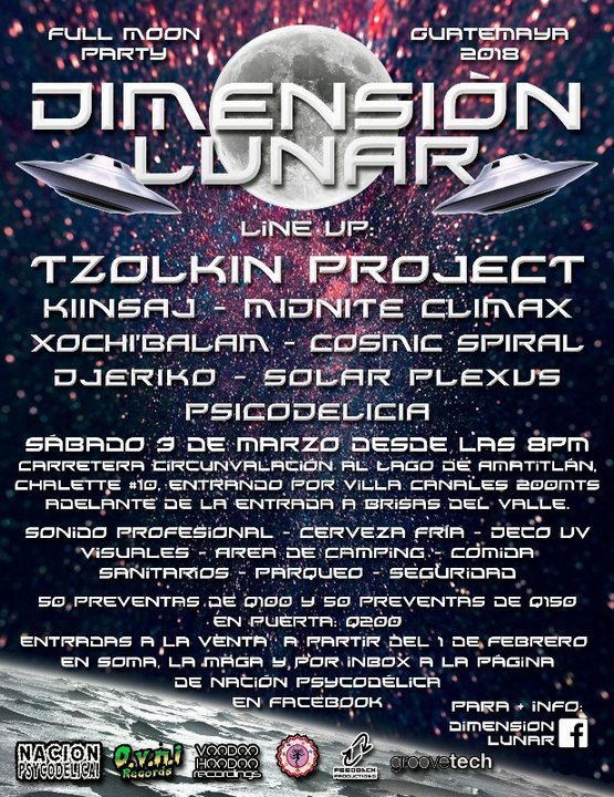 Party Flyer Dimensión Lunar (Tzolkin Project en Guatemala) 3 Mar '18, 20:00