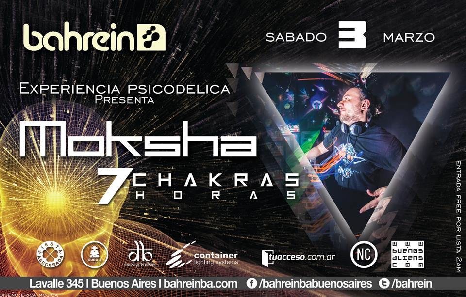 Party Flyer Free H/2am!Sab 3/3 Experiencia Psicodelica: Moksha 7 Chakras 7hs 3 Mar '18, 01:00