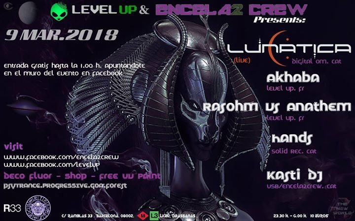 Party Flyer Level up & Encela2crew Presents:Lunatica (Live) 9 Mar '18, 23:30