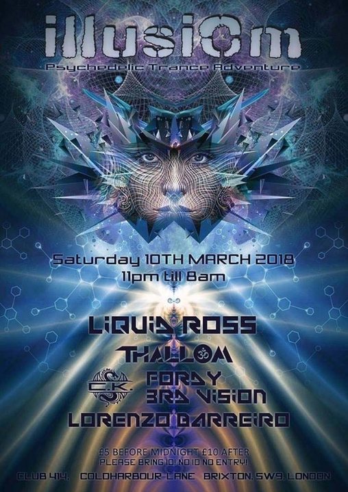 Party Flyer IllusiOm Party Sat 10th March@ Club 414>Liquid Ross & ManyMore! 10 Mar '18, 23:00