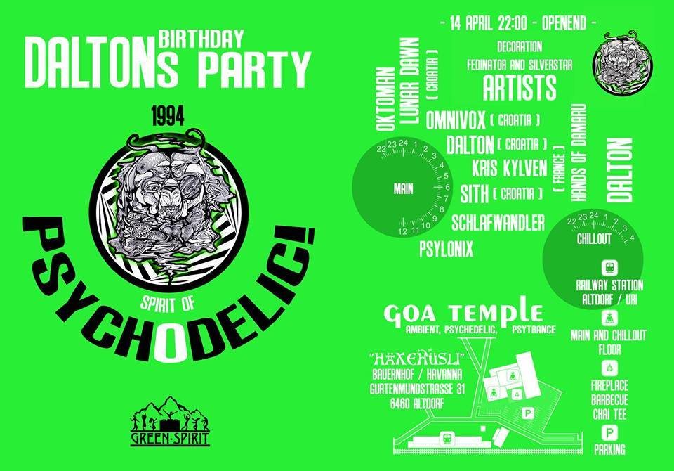 Party Flyer Spirit of Psychodelic Daltons Birthday 10 Mar '18, 22:00