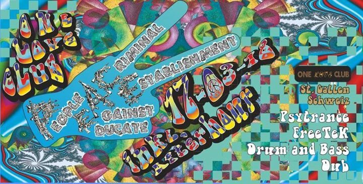 Party Flyer PEACE@St.Gallen - People Educate Against Criminal Establishment 17 Mar '18, 20:00