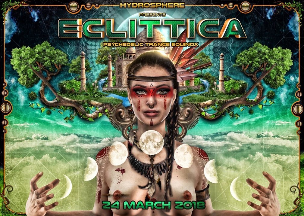 Party Flyer ⊙ Eclittica ::: Lunatica : Serenity Flux : Atma ⊙ 24 Mar '18, 22:00